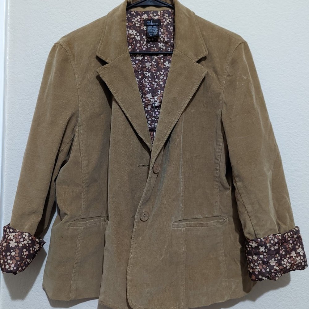 Corduroy Blazer with Floral Detailing